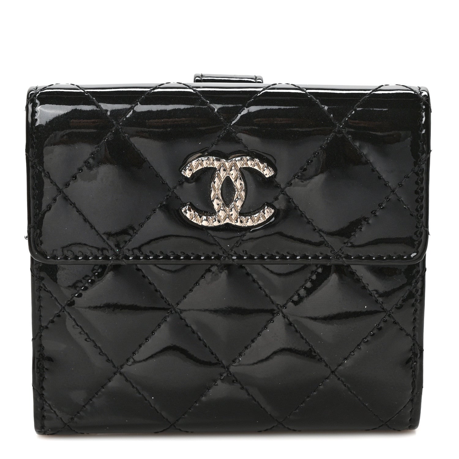 Chanel Patent Quilted Brilliant Compact Wallet Black 1 of 7