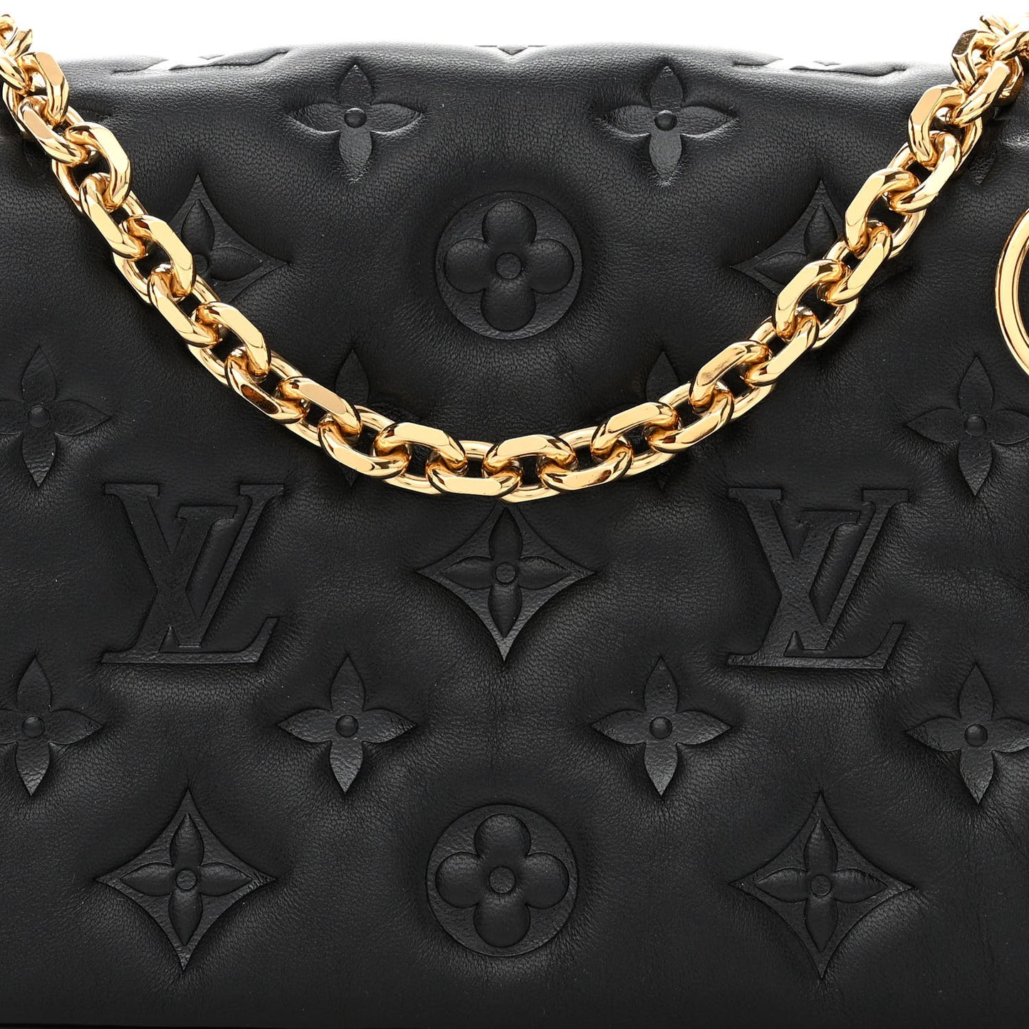 Lambskin Embossed Monogram Pochette Coussin Black