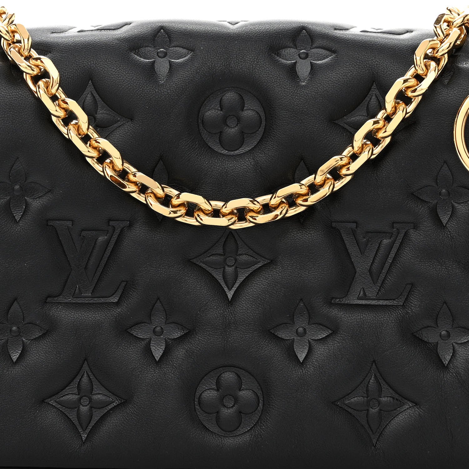 Louis Vuitton Lambskin Embossed Monogram Pochette Coussin Black 7 of 10