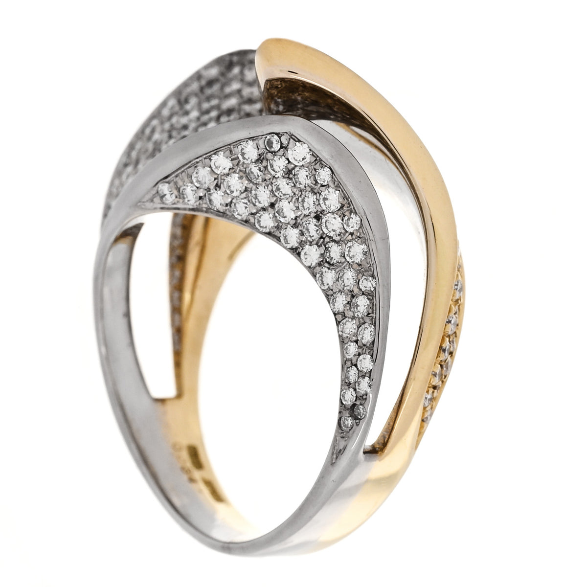 18K Yellow White Gold Diamond 2.27ctw Pave Cocktail Ring 55 7.25