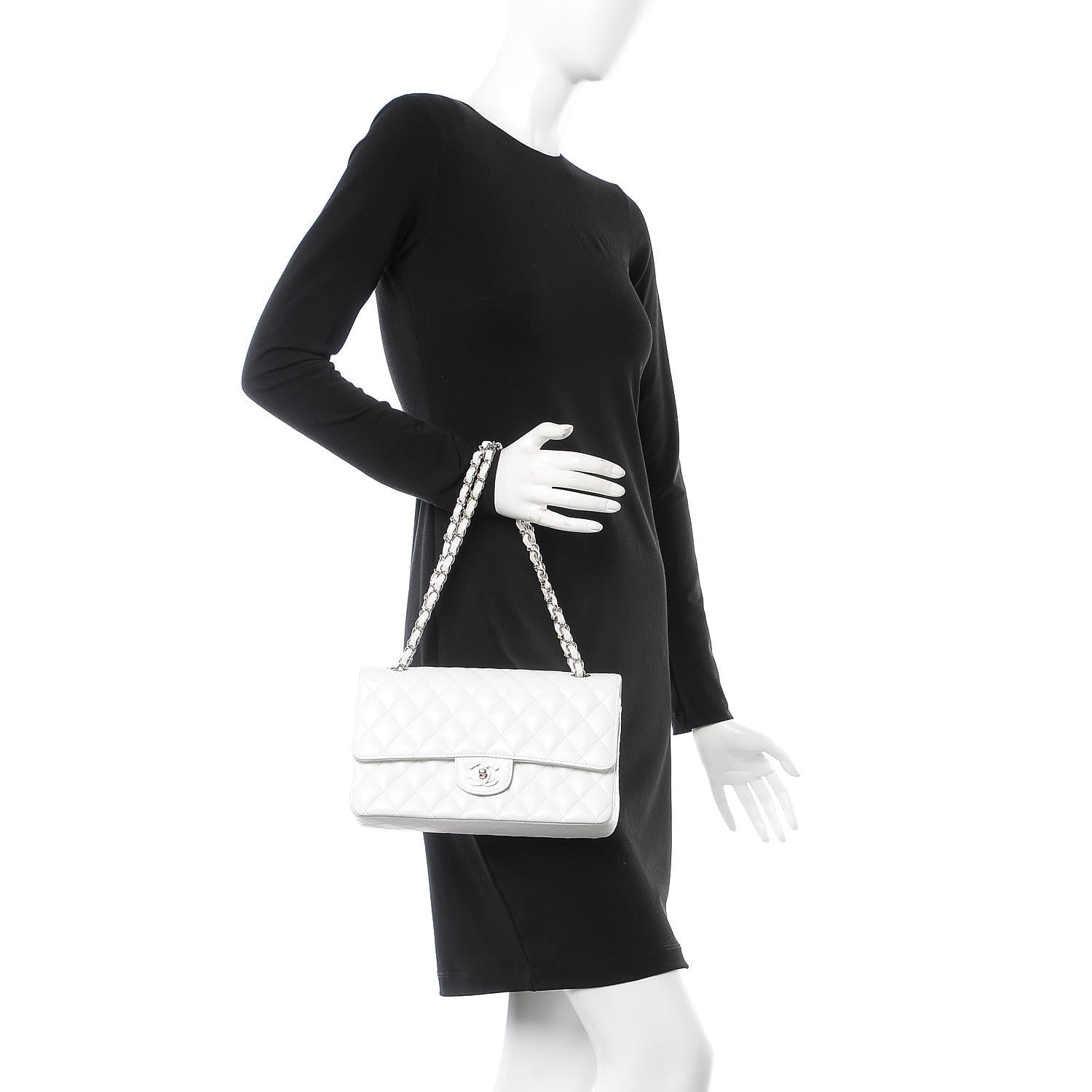 Chanel Caviar Quilted Medium Double Flap White 2 of 12