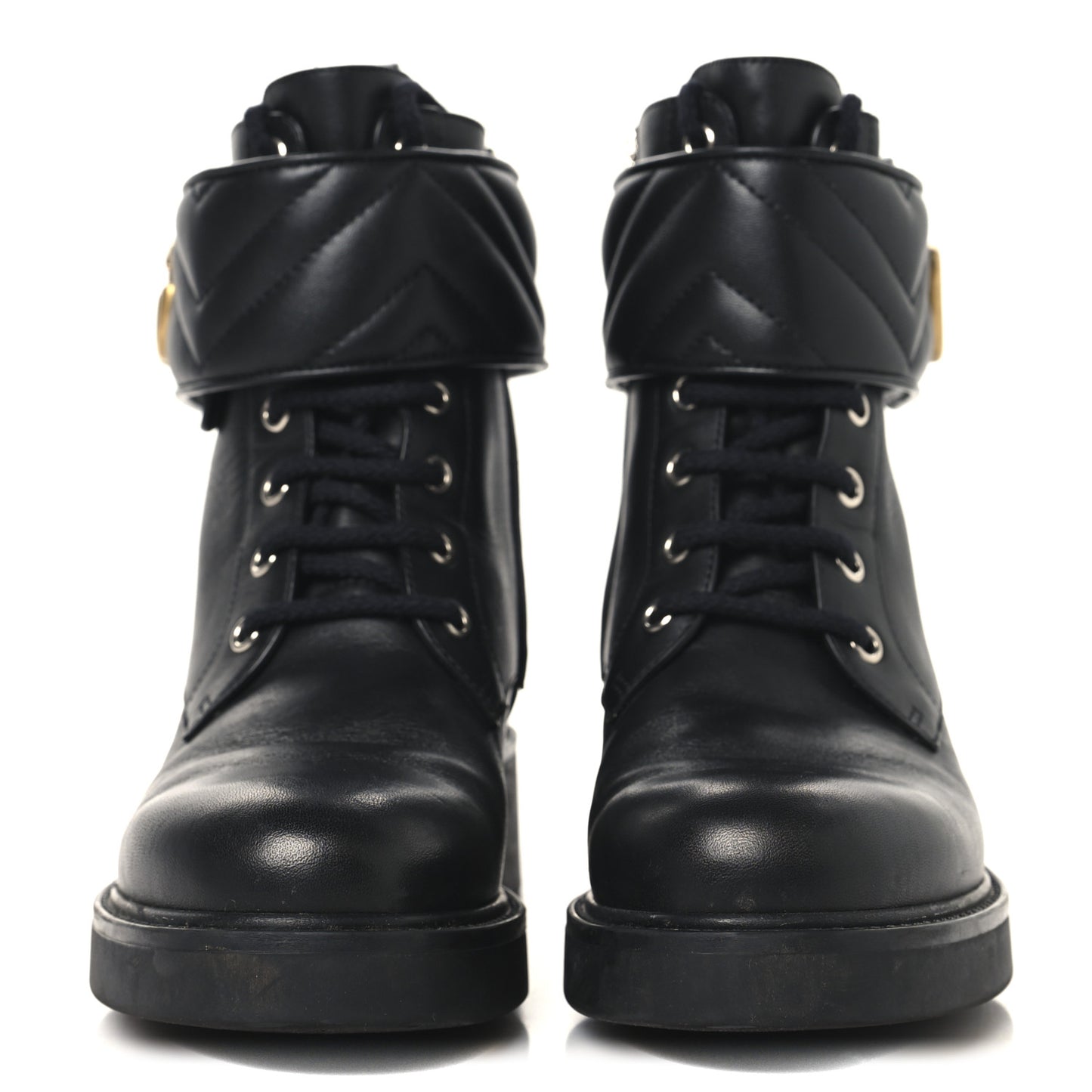 Flores Calfskin Nappa Matelasse GG 40mm Ankle Boots 37 Black