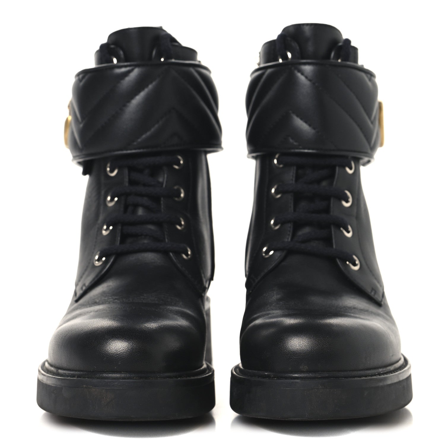 Gucci Flores Calfskin Nappa Matelasse GG 40mm Ankle Boots 37 Black 3 of 8