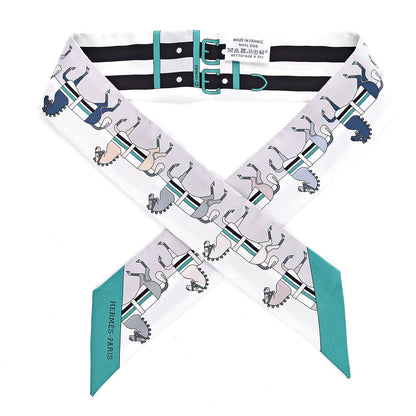 Hermes Silk Rocabar Twilly White Gris Perle Menthe 2 of 5