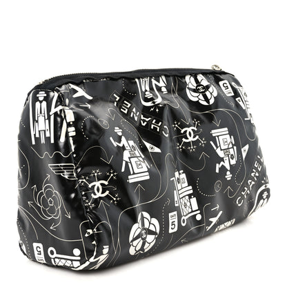 Chanel Coated Canvas Airline Cosmetic Pouch Black White 3 of 8