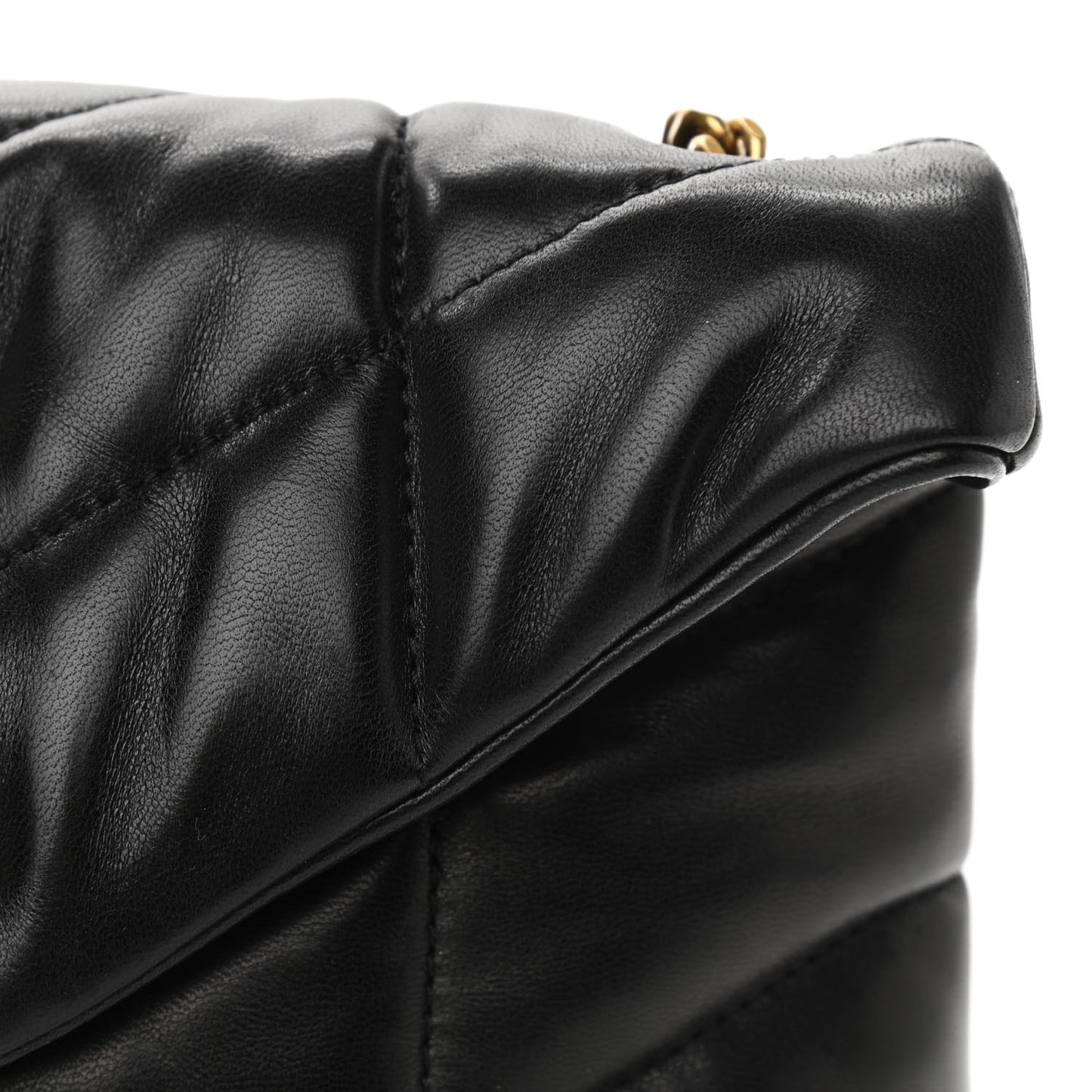 Lambskin Quilted Toy Loulou Puffer Monogram Chain Satchel Black