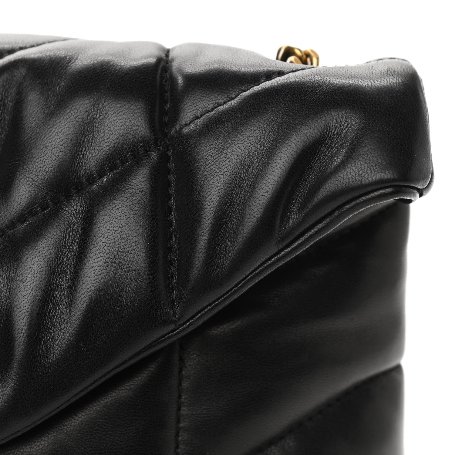 Saint Laurent Lambskin Quilted Toy Loulou Puffer Monogram Chain Satchel Black 6 of 8