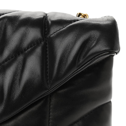 Saint Laurent Lambskin Quilted Toy Loulou Puffer Monogram Chain Satchel Black 6 of 8