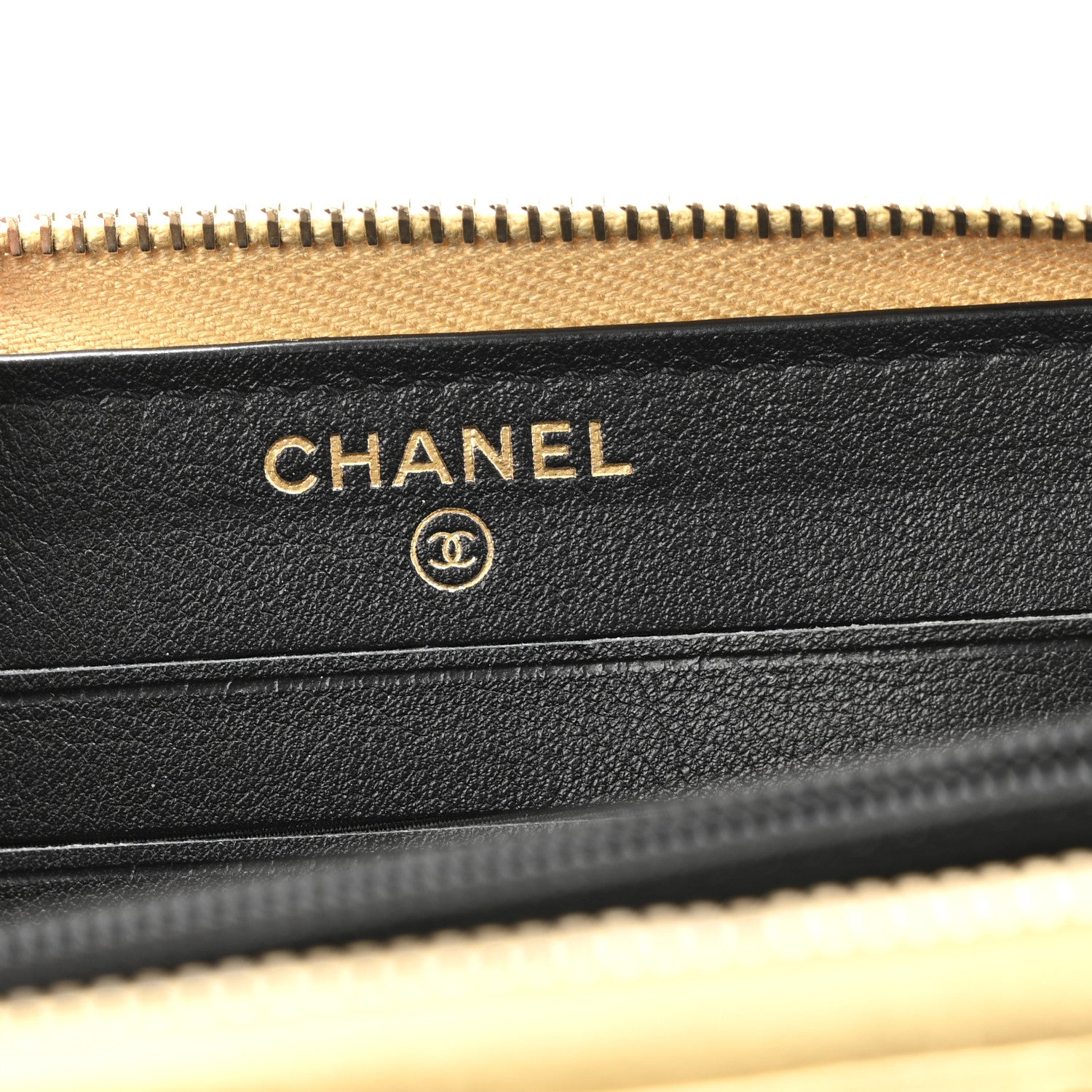 Chanel Metallic Calfskin Crocodile Embossed Small Zip Wallet Gold