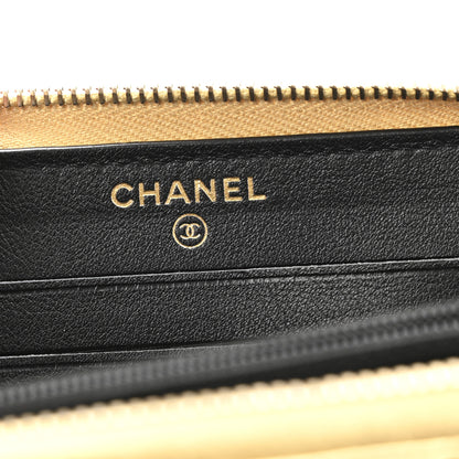 Chanel Metallic Calfskin Crocodile Embossed Small Zip Wallet Gold 8 of 14