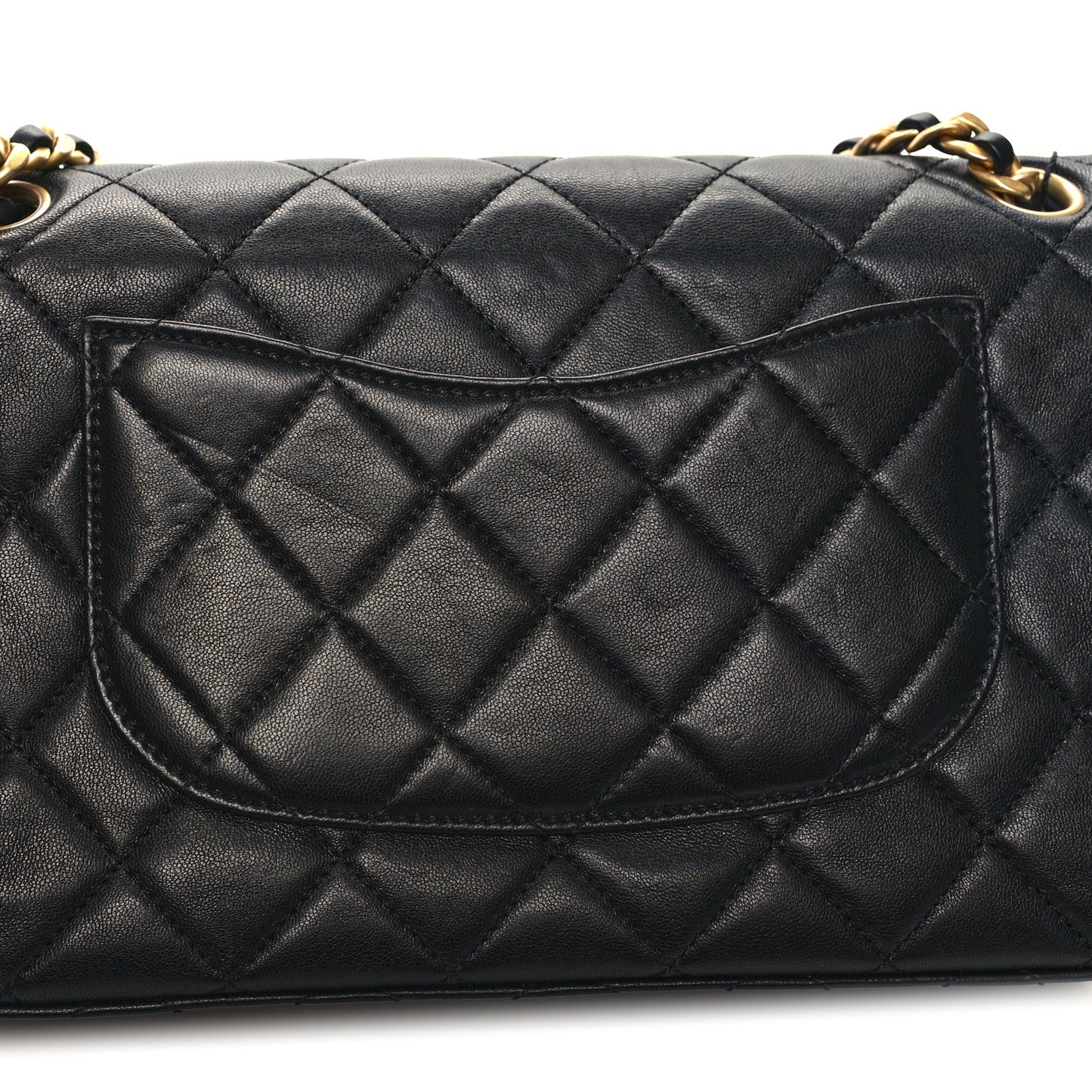 Lambskin Quilted Chaine Lettre Flap Black