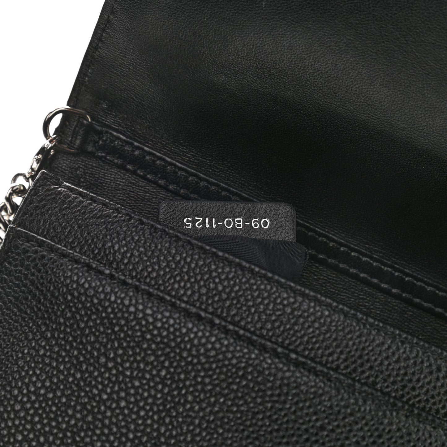 Grained Calfskin Diorama Wallet on Chain Pouch Black