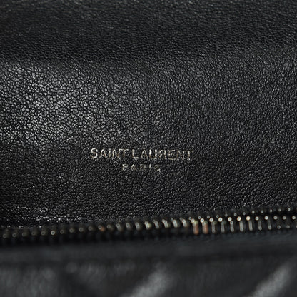 Saint Laurent Sheepskin Matelasse Chevron Monogram Medium College Bag Black 6 of 10