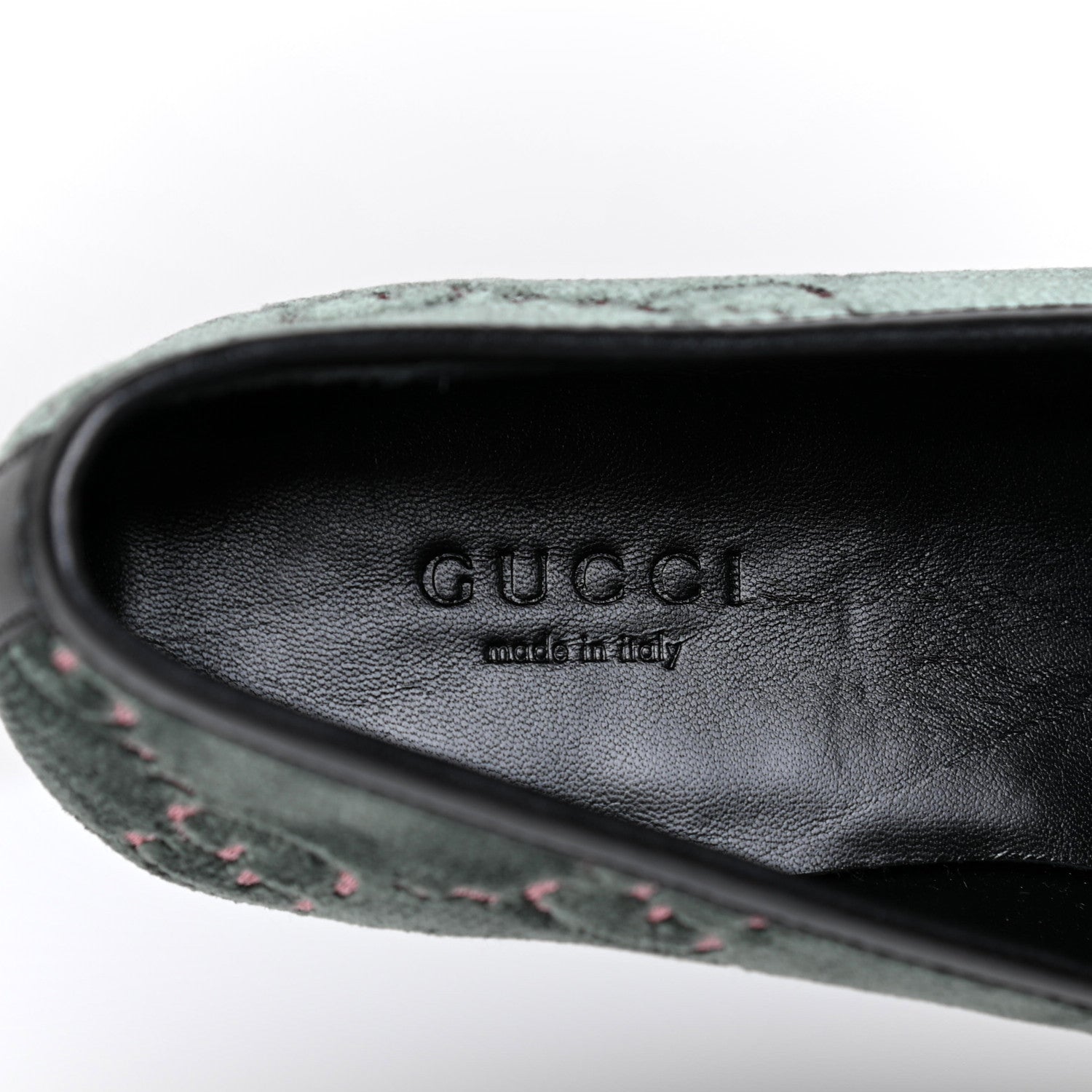 Gucci Velvet Malaga Kid GG Monogram Horsebit Womens Jordaan Loafers 35 Avio Dusty Pink Black 8 of 9