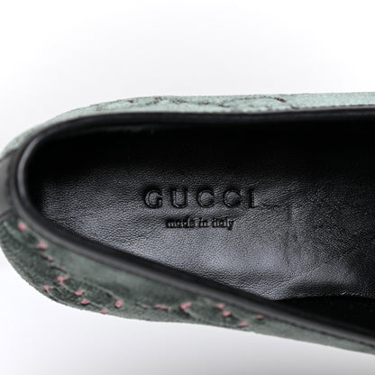 Gucci Velvet Malaga Kid GG Monogram Horsebit Womens Jordaan Loafers 35 Avio Dusty Pink Black 8 of 9