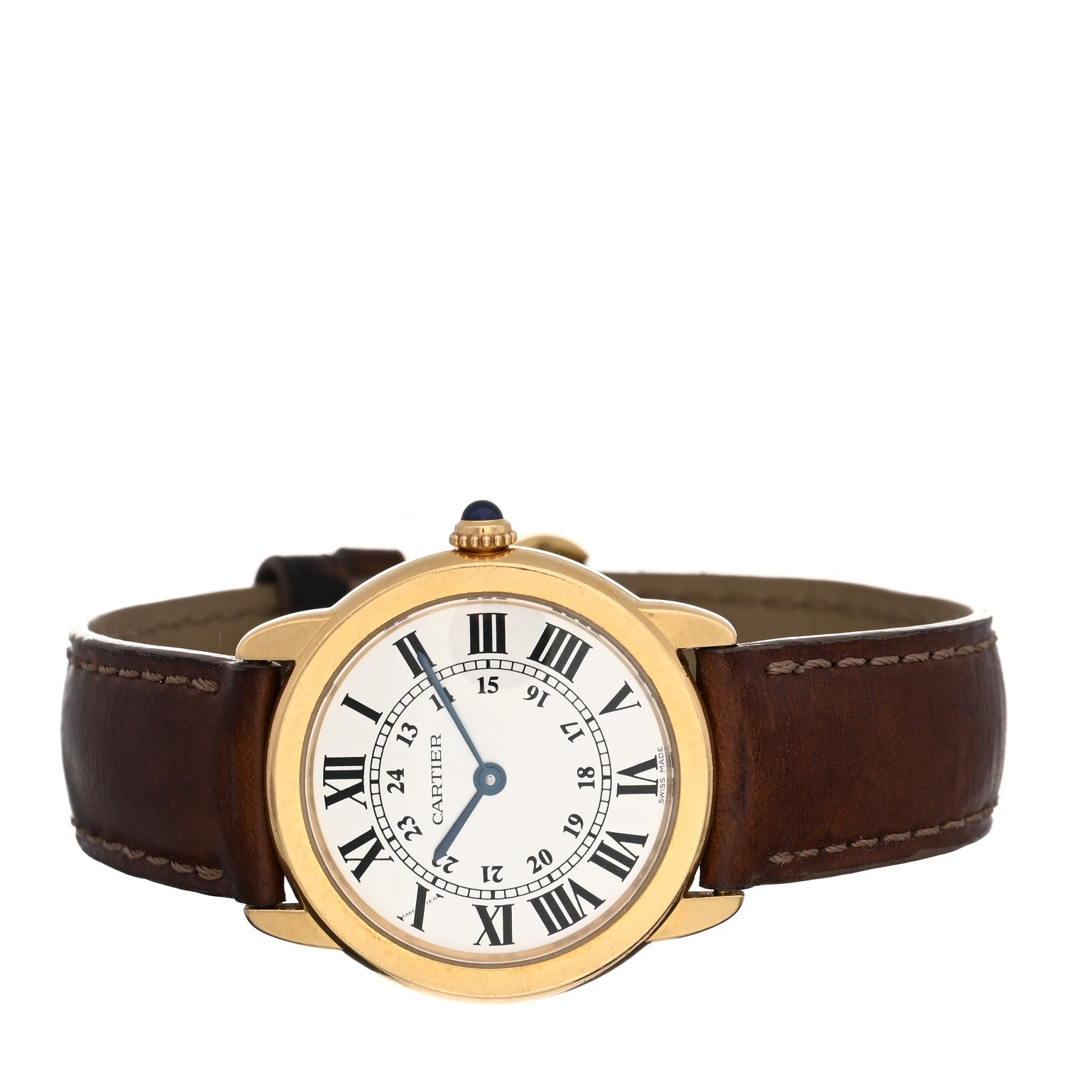 Cartier Stainless Steel 18K Yellow Gold Alligator 29mm Ronde Solo Quartz Watch Brown 2 of 5