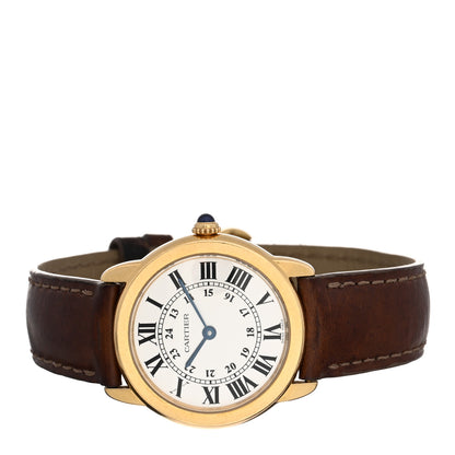 Cartier Stainless Steel 18K Yellow Gold Alligator 29mm Ronde Solo Quartz Watch Brown 2 of 5