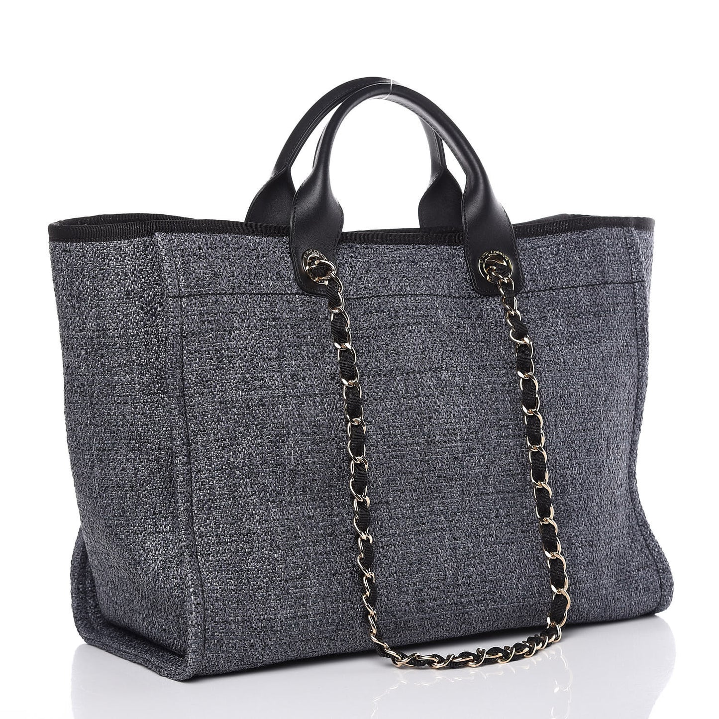 Woven Straw Raffia Large Deauville Tote Grey