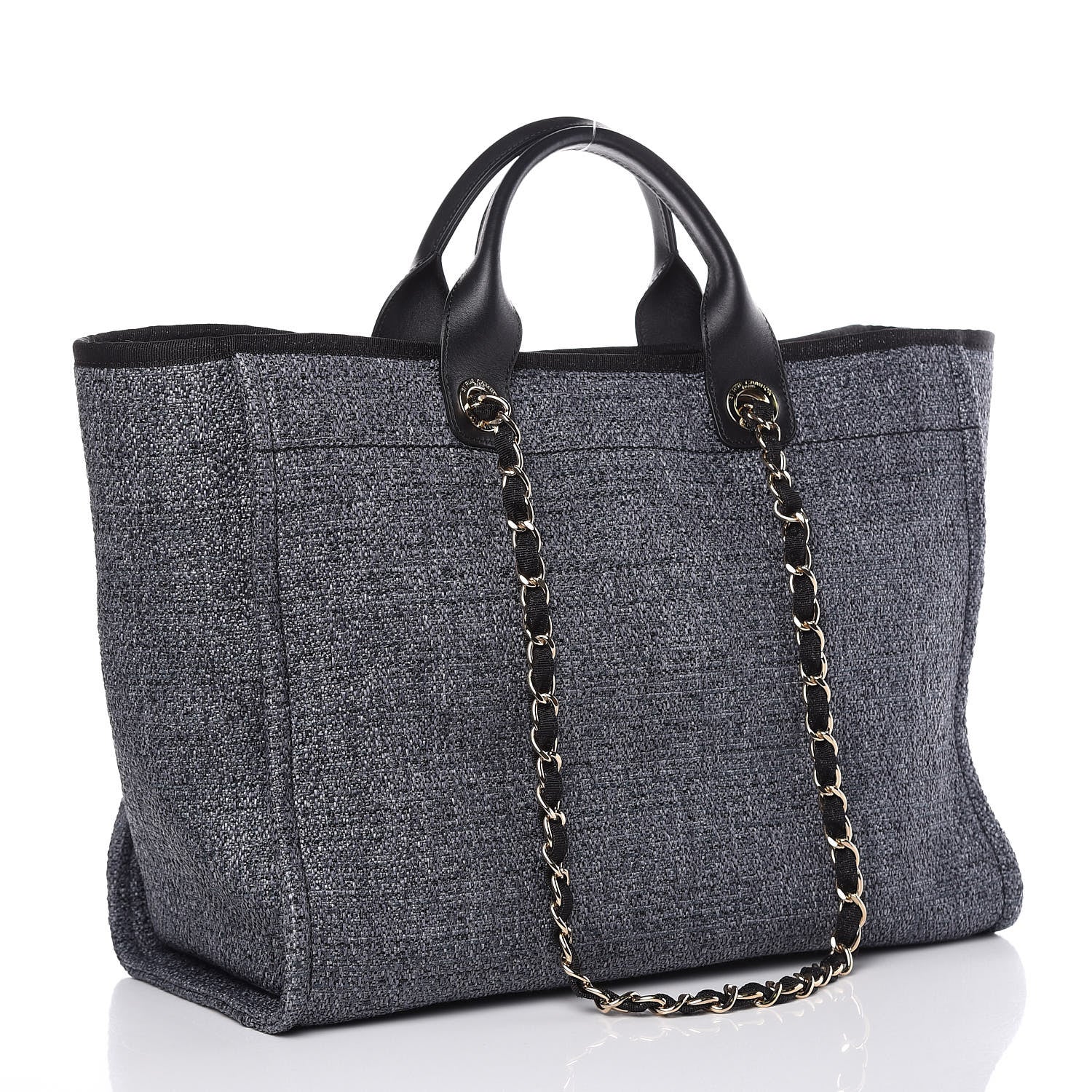 Chanel Woven Straw Raffia Large Deauville Tote Grey 5 of 11