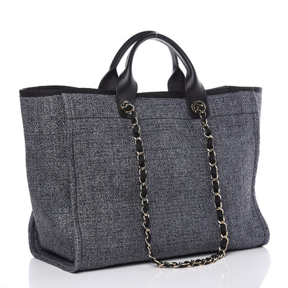 Chanel Woven Straw Raffia Large Deauville Tote Grey 5 of 11