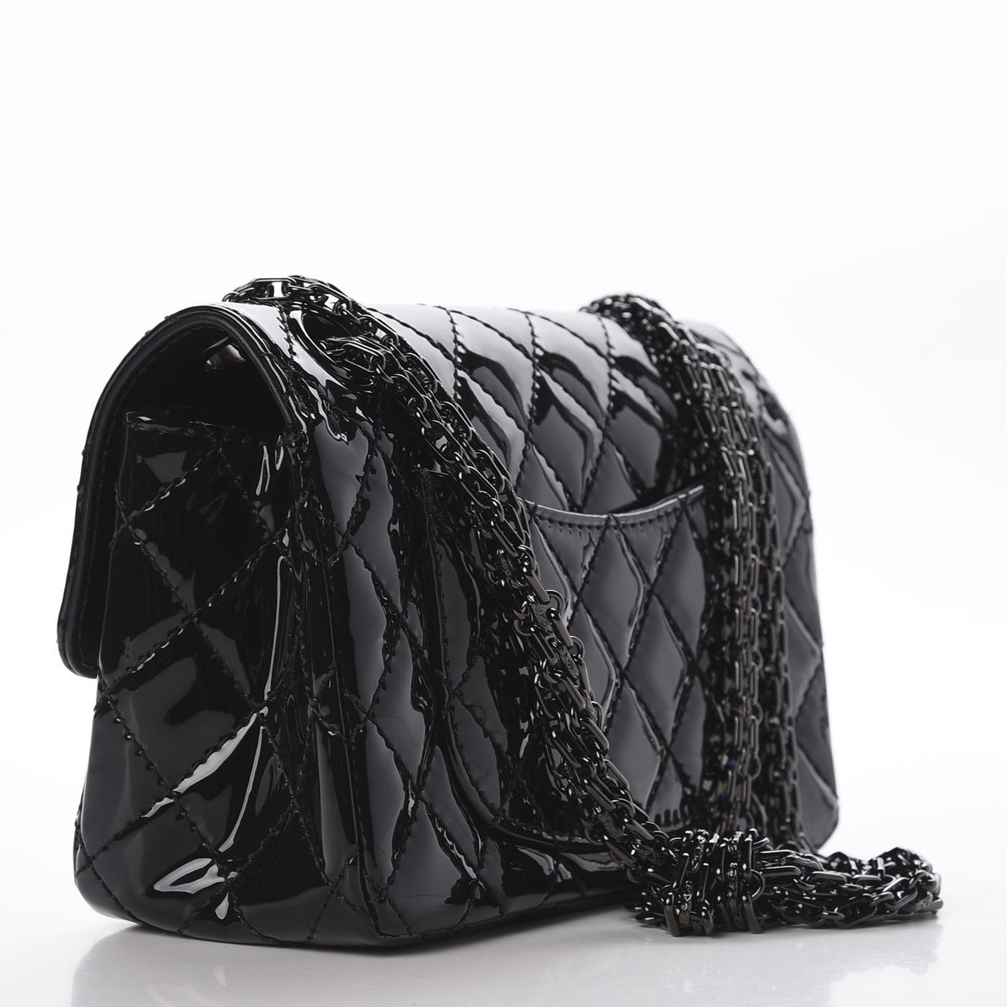 Patent Calfskin Quilted 2.55 Reissue Mini Flap So Black