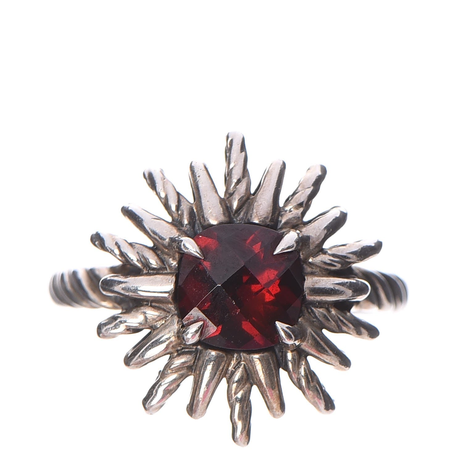 David Yurman Sterling Silver Garnet Starburst Ring 53.1 6.5 1 of 5