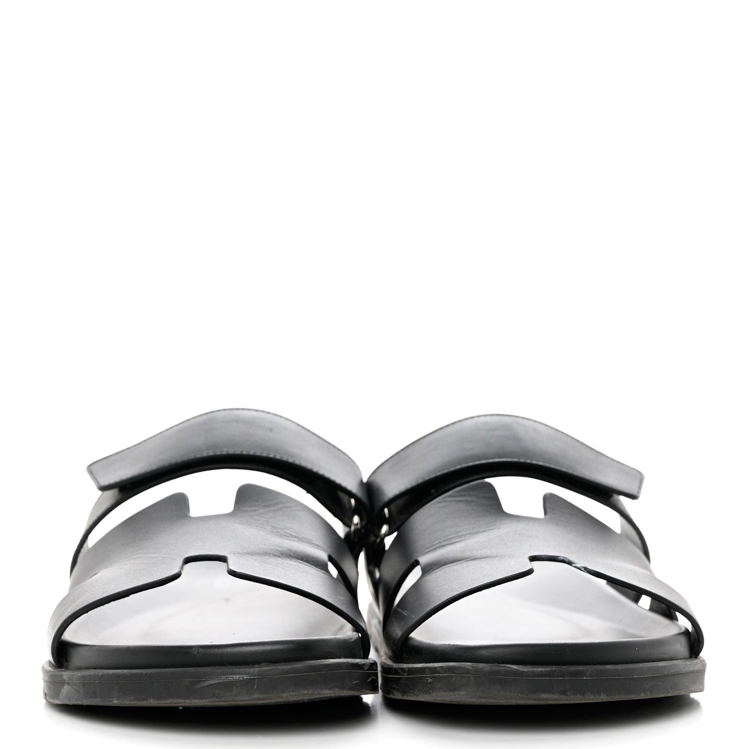 Hermes Calfskin Mens Chypre Sandals 42 Black 2 of 9