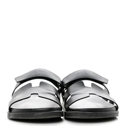 Hermes Calfskin Mens Chypre Sandals 42 Black 2 of 9