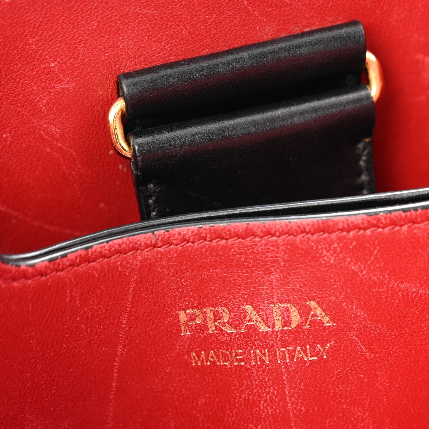 Prada Saffiano Cuir Medium Panier Bucket Bag Black Fuoco 7 of 16