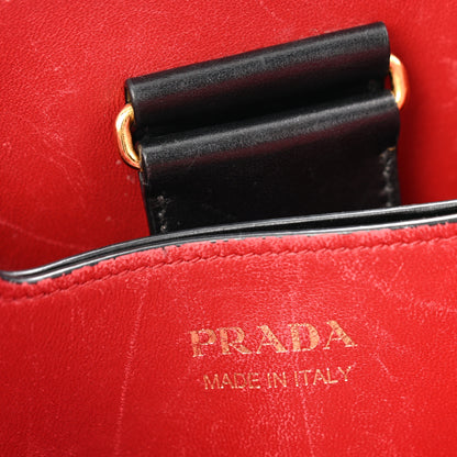 Prada Saffiano Cuir Medium Panier Bucket Bag Black Fuoco 7 of 16