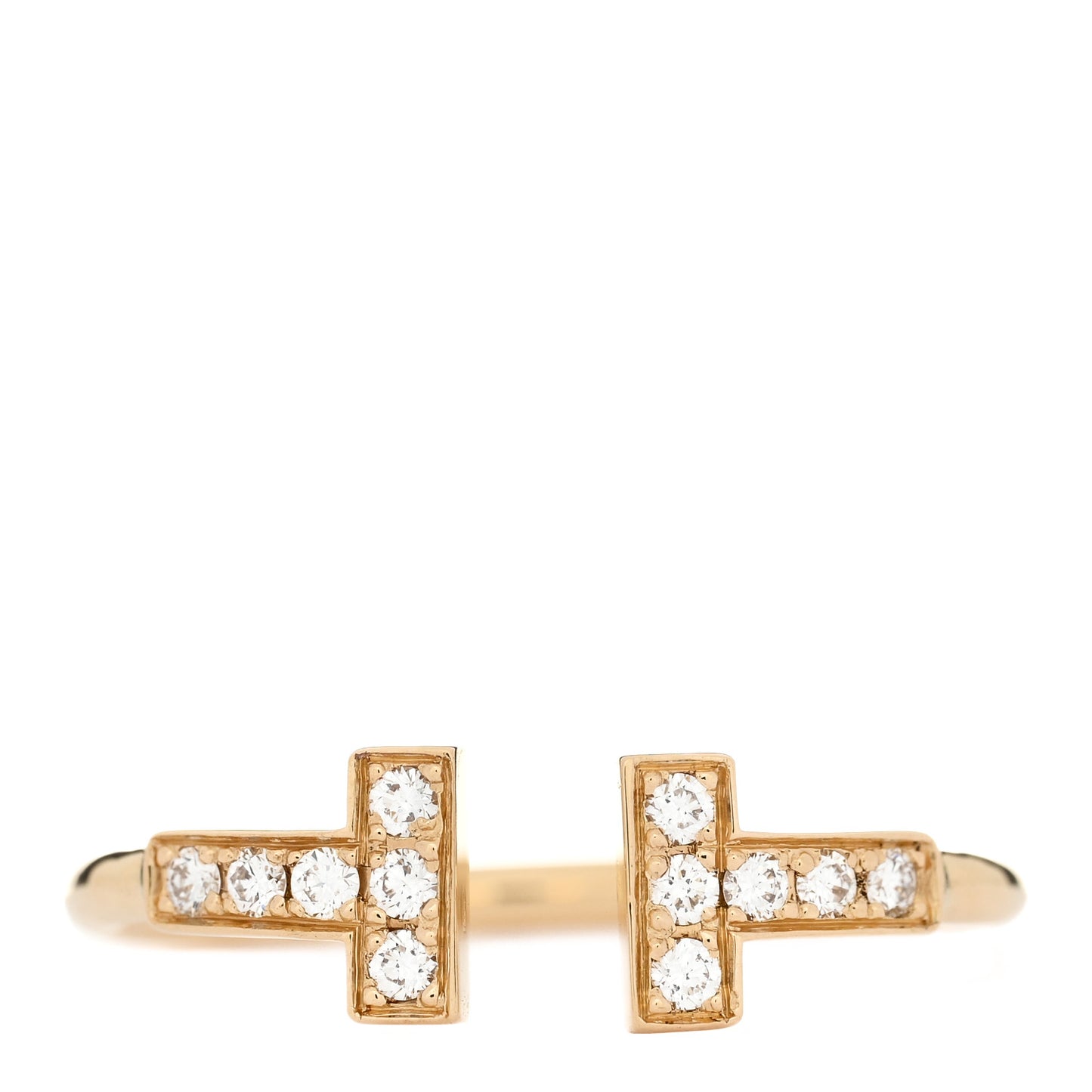 18K Yellow Gold Diamond T Wire Ring 55 7.25