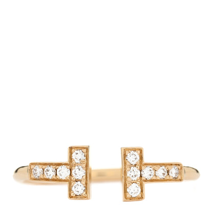 Tiffany 18K Yellow Gold Diamond T Wire Ring 55 7.25 1 of 3
