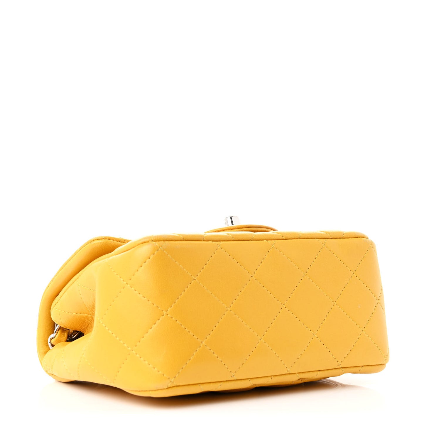 Lambskin Quilted Mini Square Flap Yellow