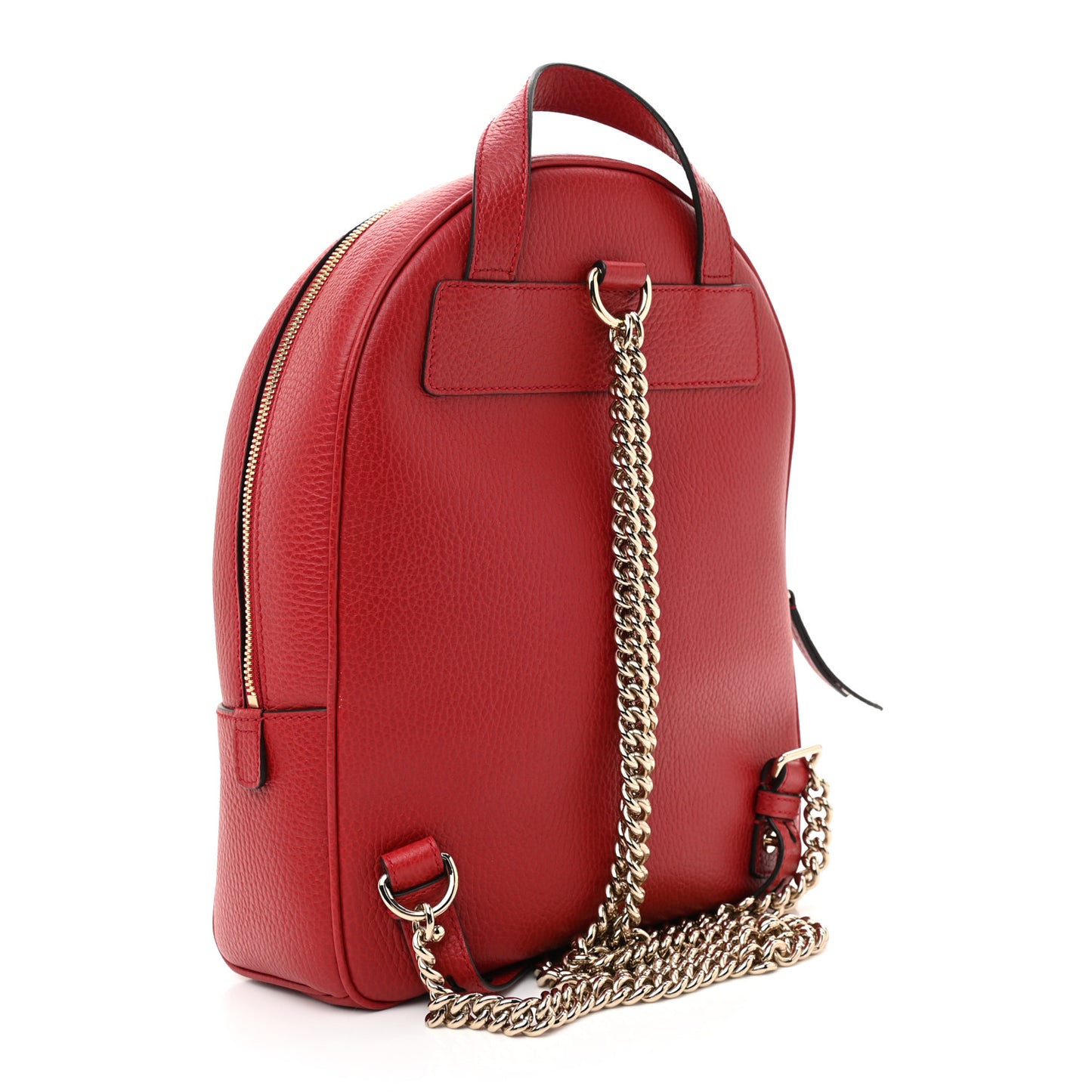 Pebbled Calfskin Soho Chain Backpack Red