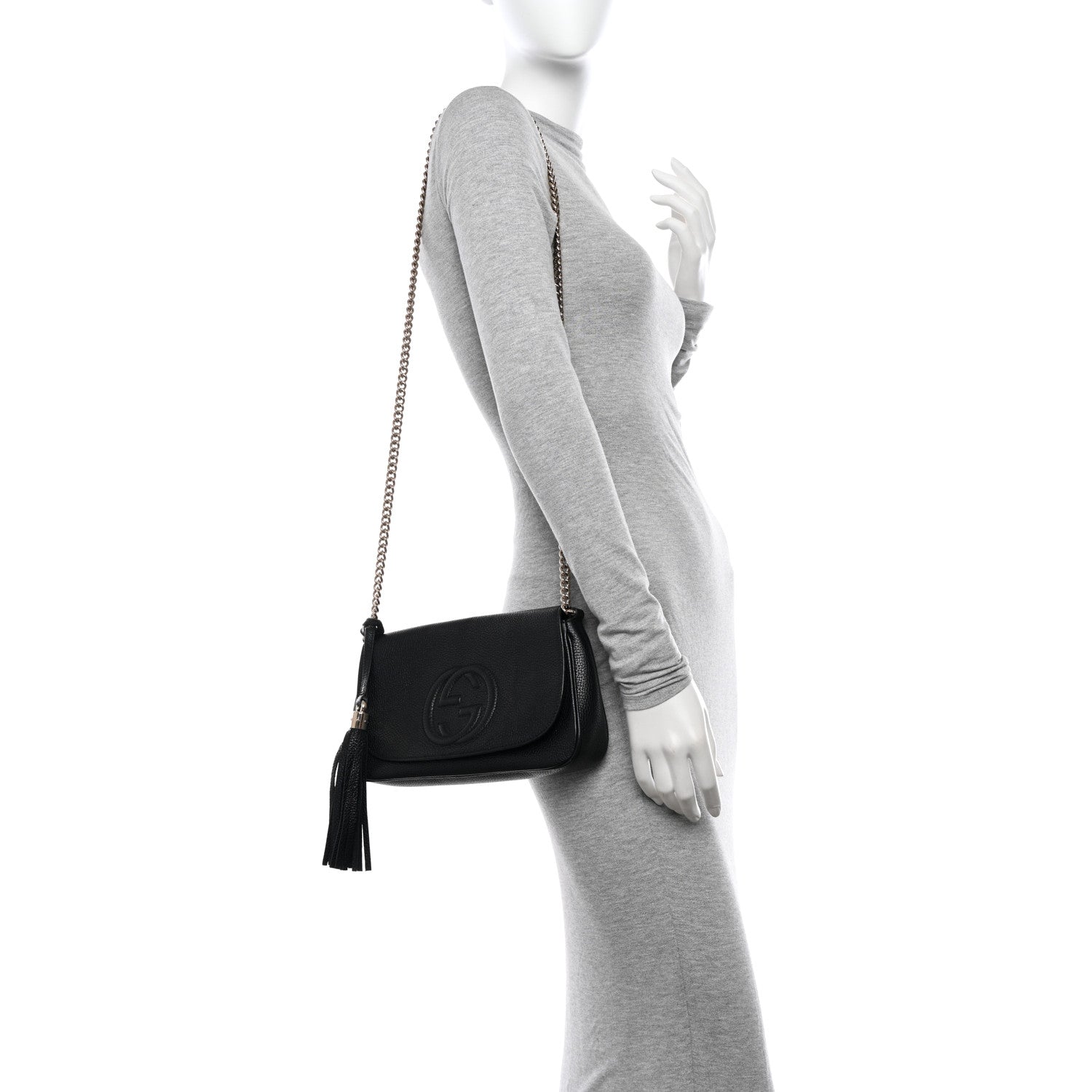 Gucci Pebbled Calfskin Medium Soho Flap Crossbody Black 2 of 11