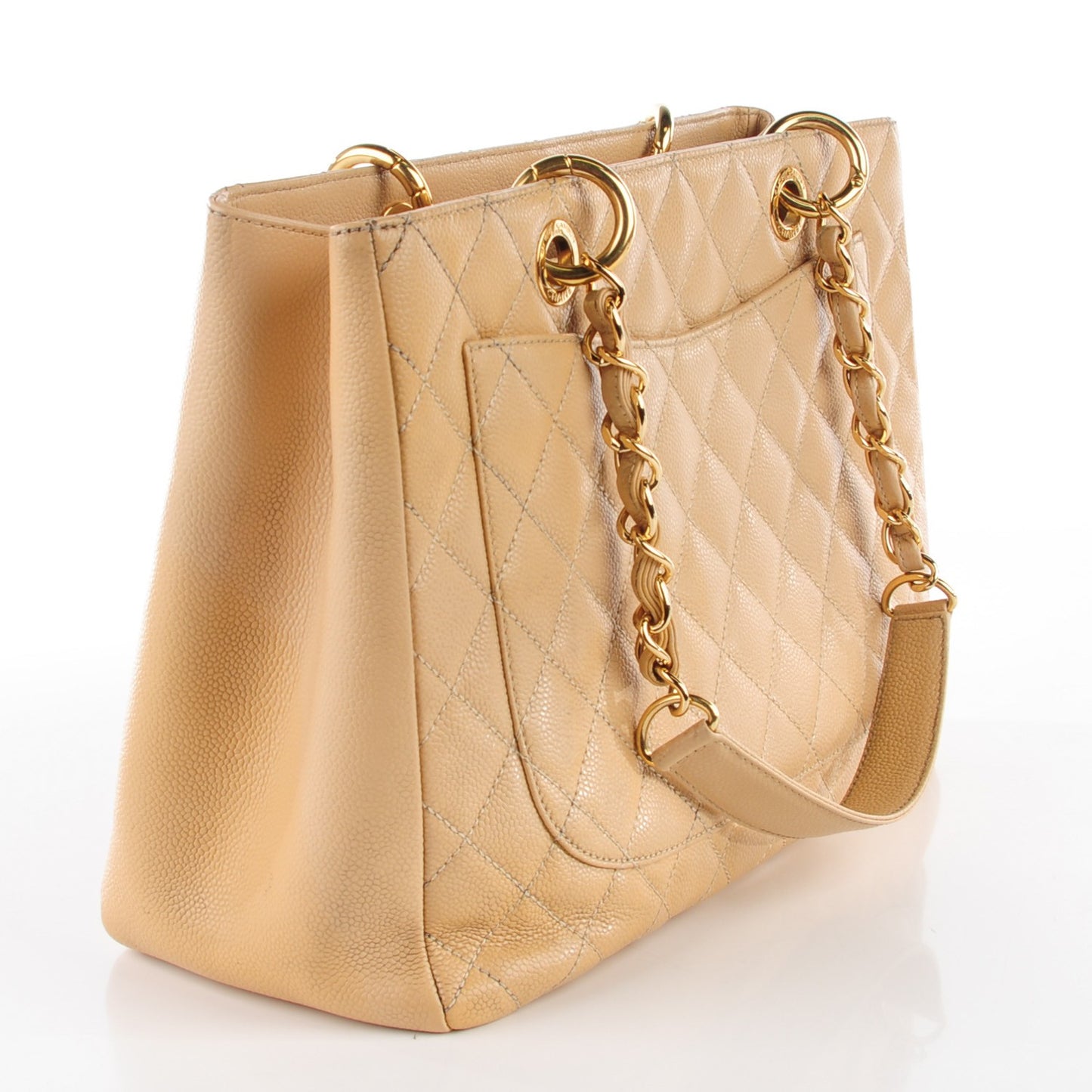Caviar Quilted Grand Shopping Tote GST Beige