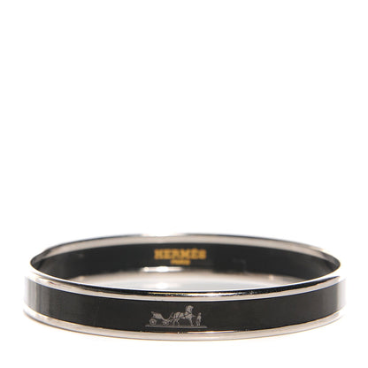 Hermes Enamel Printed Caleche Narrow Bracelet 70 Black 1 of 4