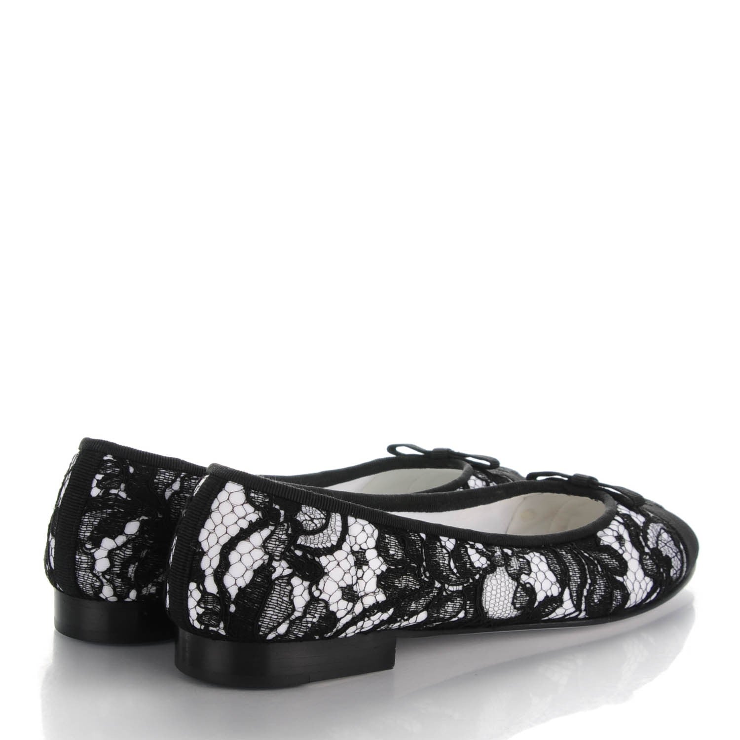 Chanel Lace Grosgrain Cap Toe CC Ballerina Flats 40.5 Black 4 of 8