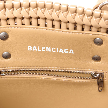 Balenciaga Varnished Faux Calfskin Braided XS Bistro Basket Beige 7 of 11