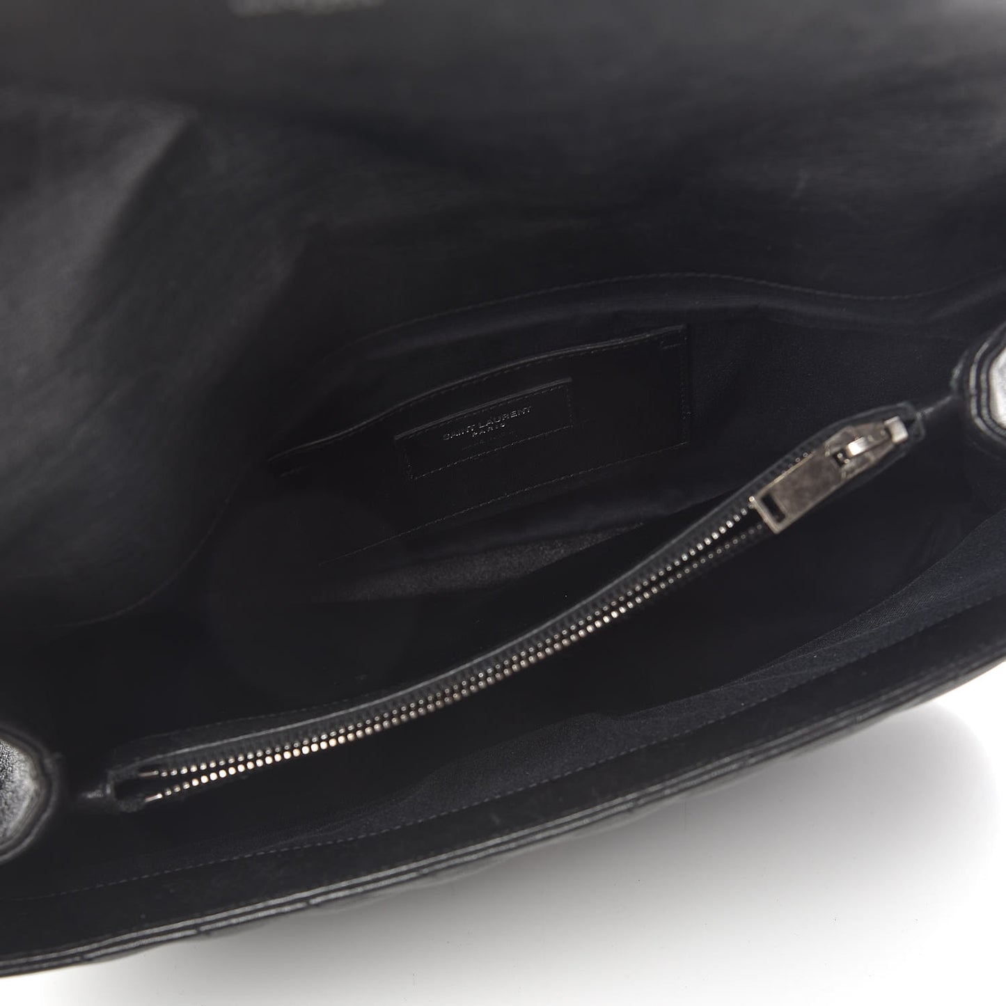 Sheepskin Matelasse Chevron Monogram Large College Satchel Black