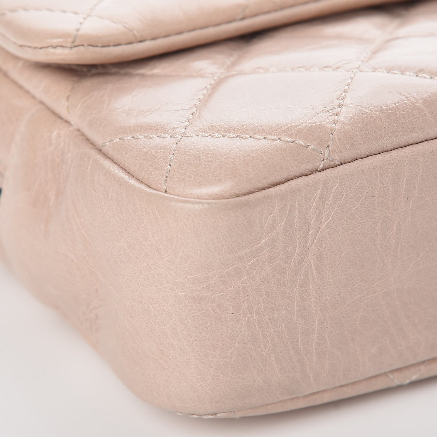 Glazed Calfskin Quilted Medium Duo Flap Beige