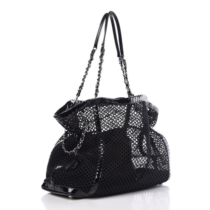 Chanel Patent Net Large La Madrague Tote Black 5 of 16