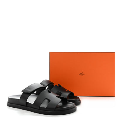 Hermes Calfskin Womens Chypre Sandals 39 Black 9 of 9