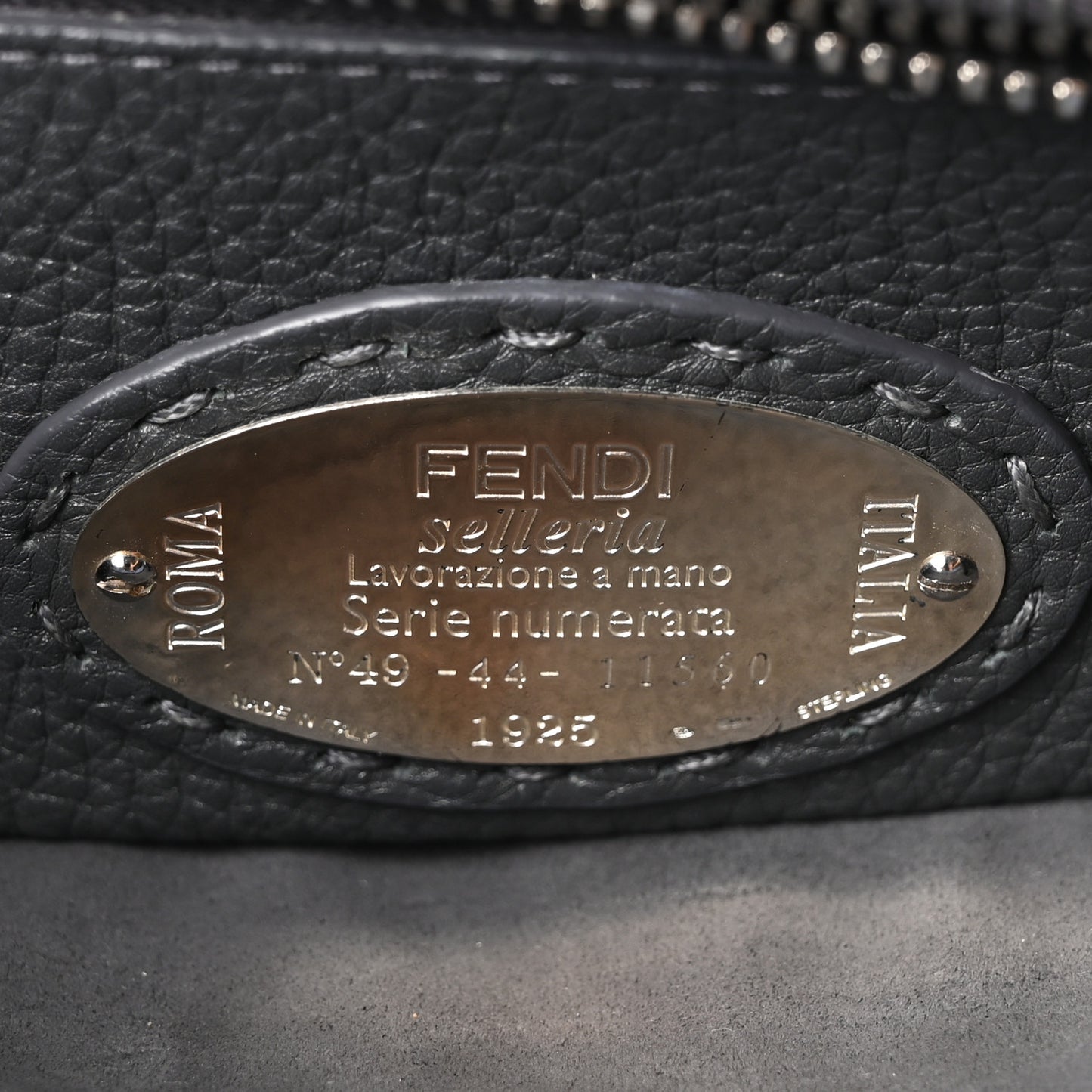 Cuoio Romano Selleria Bi-Color Medium Peekaboo Iconic Satchel Argento Blue Asfalto