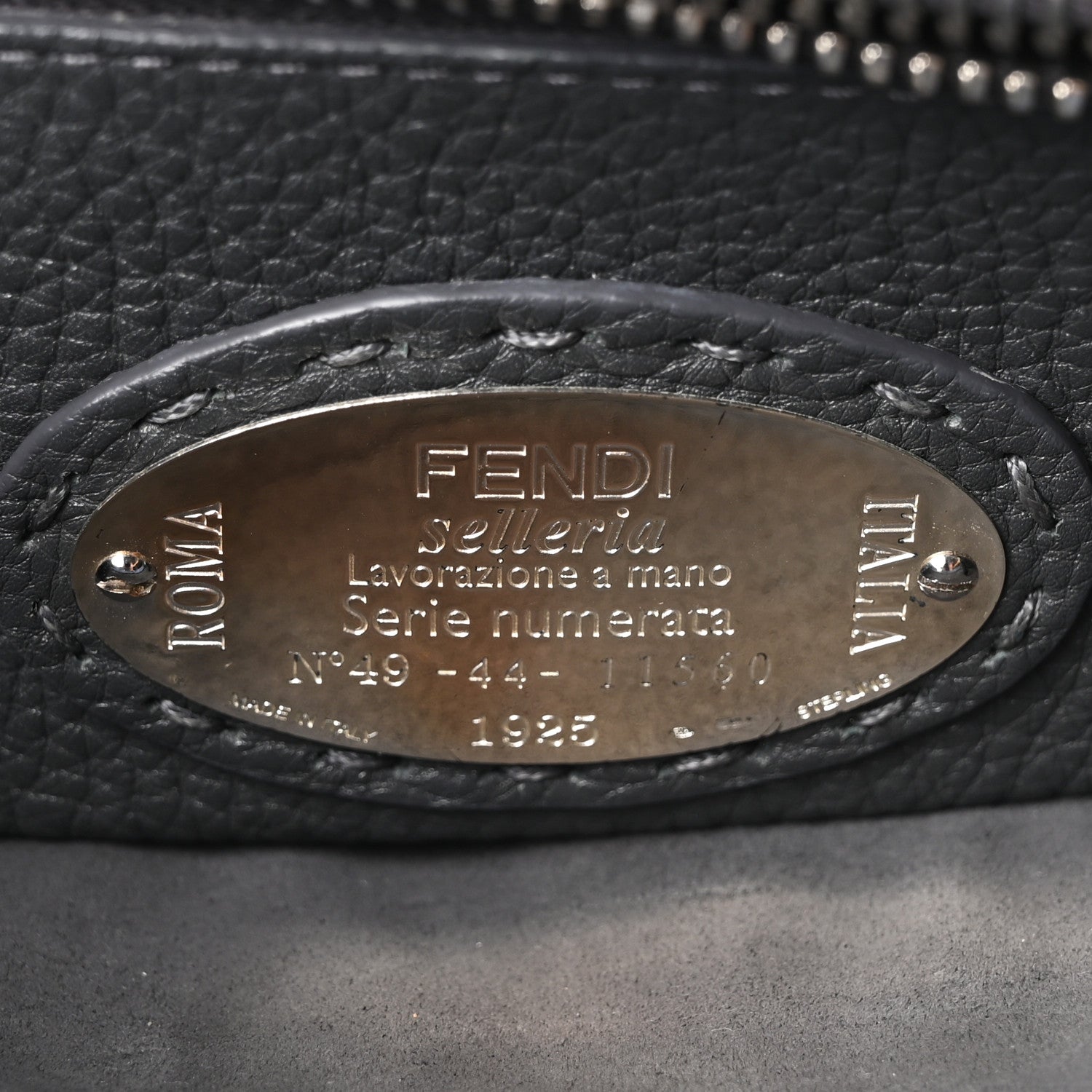 Fendi Cuoio Romano Selleria Bi-Color Medium Peekaboo Iconic Satchel Argento Blue Asfalto 6 of 9