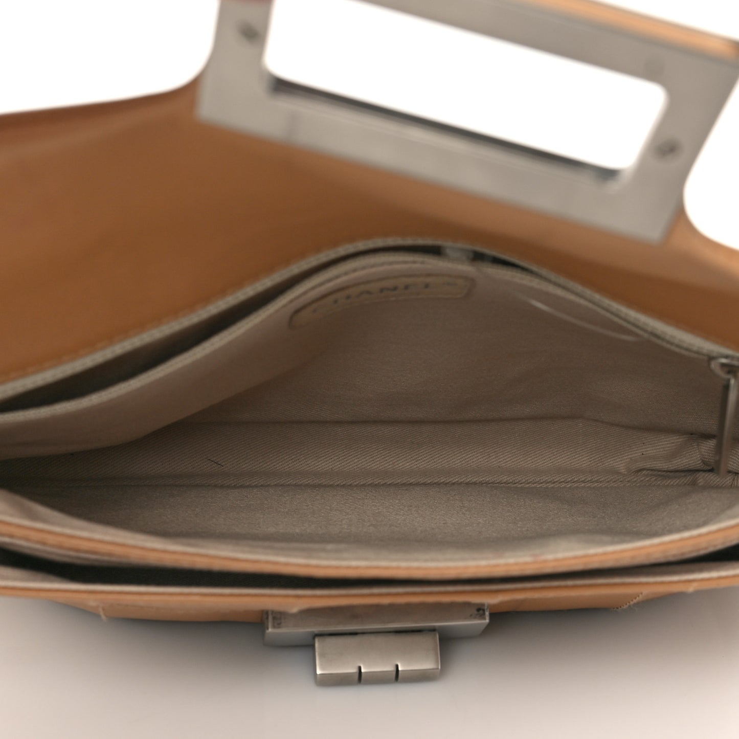 Lambskin Mademoiselle Chocolate Bar Shoulder Bag Beige