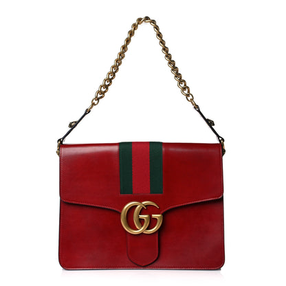Gucci Tuscany Lux Calfskin Web GG Marmont Shoulder Bag Red 1 of 10
