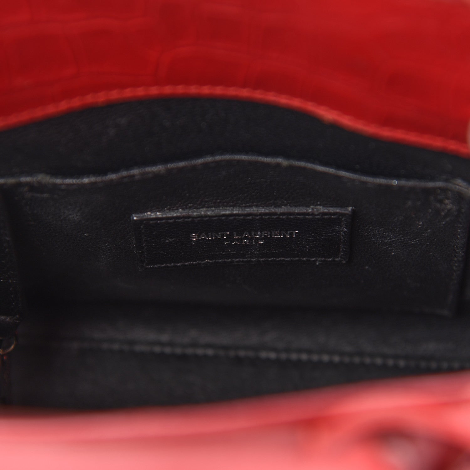 Saint Laurent Calfskin Crocodile Embossed Nano Sac De Jour Red 6 of 9