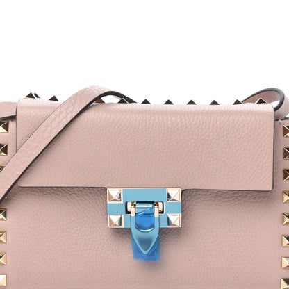 Valentino Garavani Pebbled Calfskin Small Rockstud Overlay Flap Shoulder Bag Poudre 9 of 9