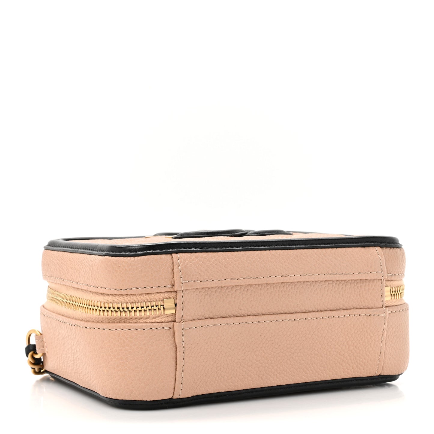 Caviar Quilted Small CC Filigree Vanity Case Beige Black